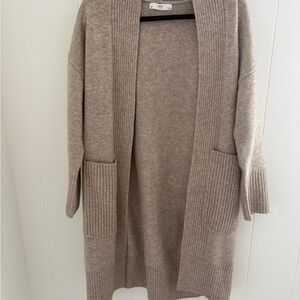 Mango Beige Open-Front Cardigan